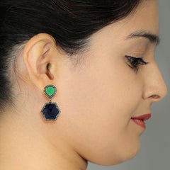 Lapislazuli & Chrysopras Geometrische Tropfenohrringe