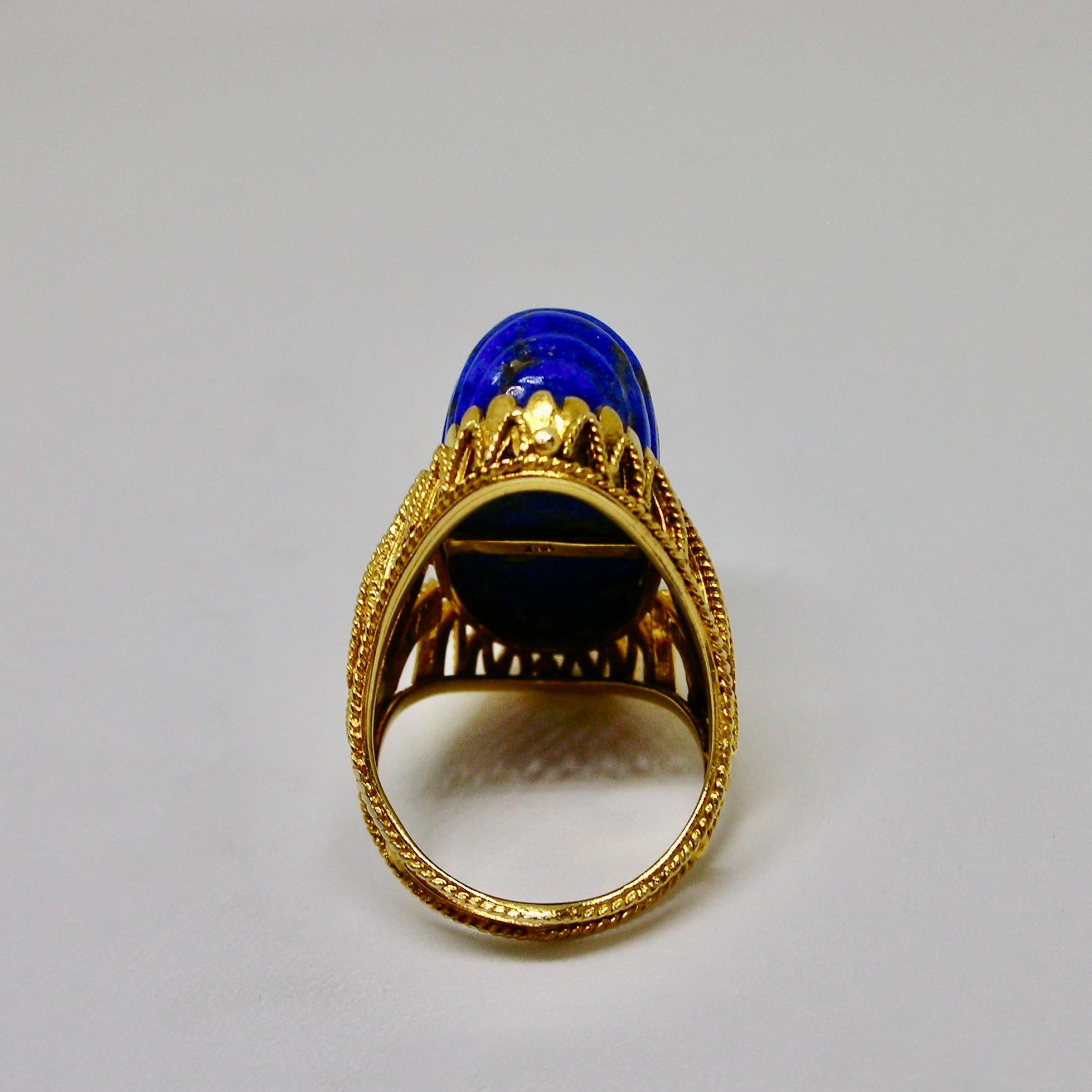 Oval Cut Lapis Lazuli Cocktail Ring For Sale