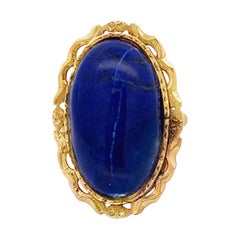 Bague cocktail en lapis-lazuli