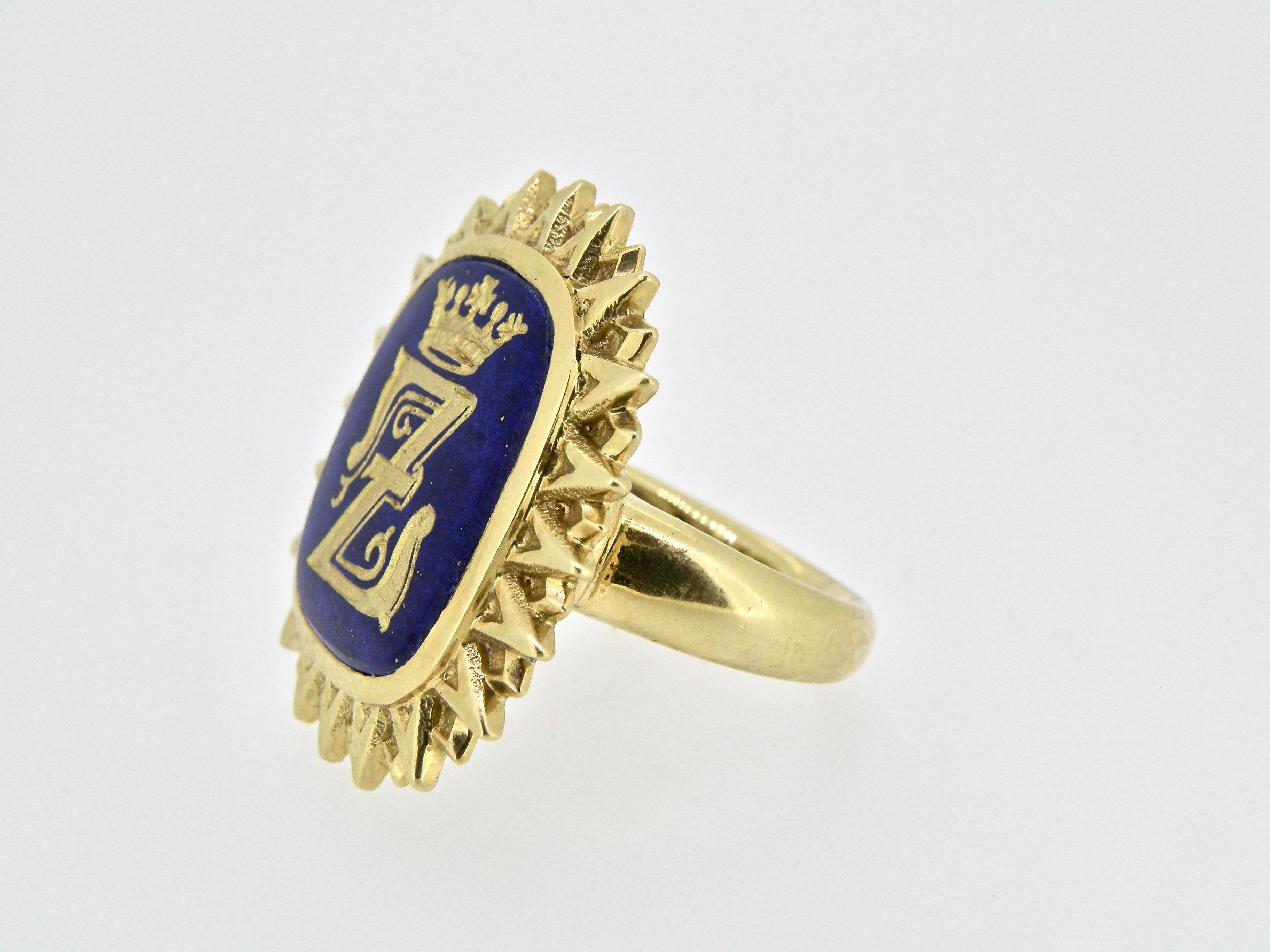 Contemporary Lapis Lazuli Crown Ring For Sale