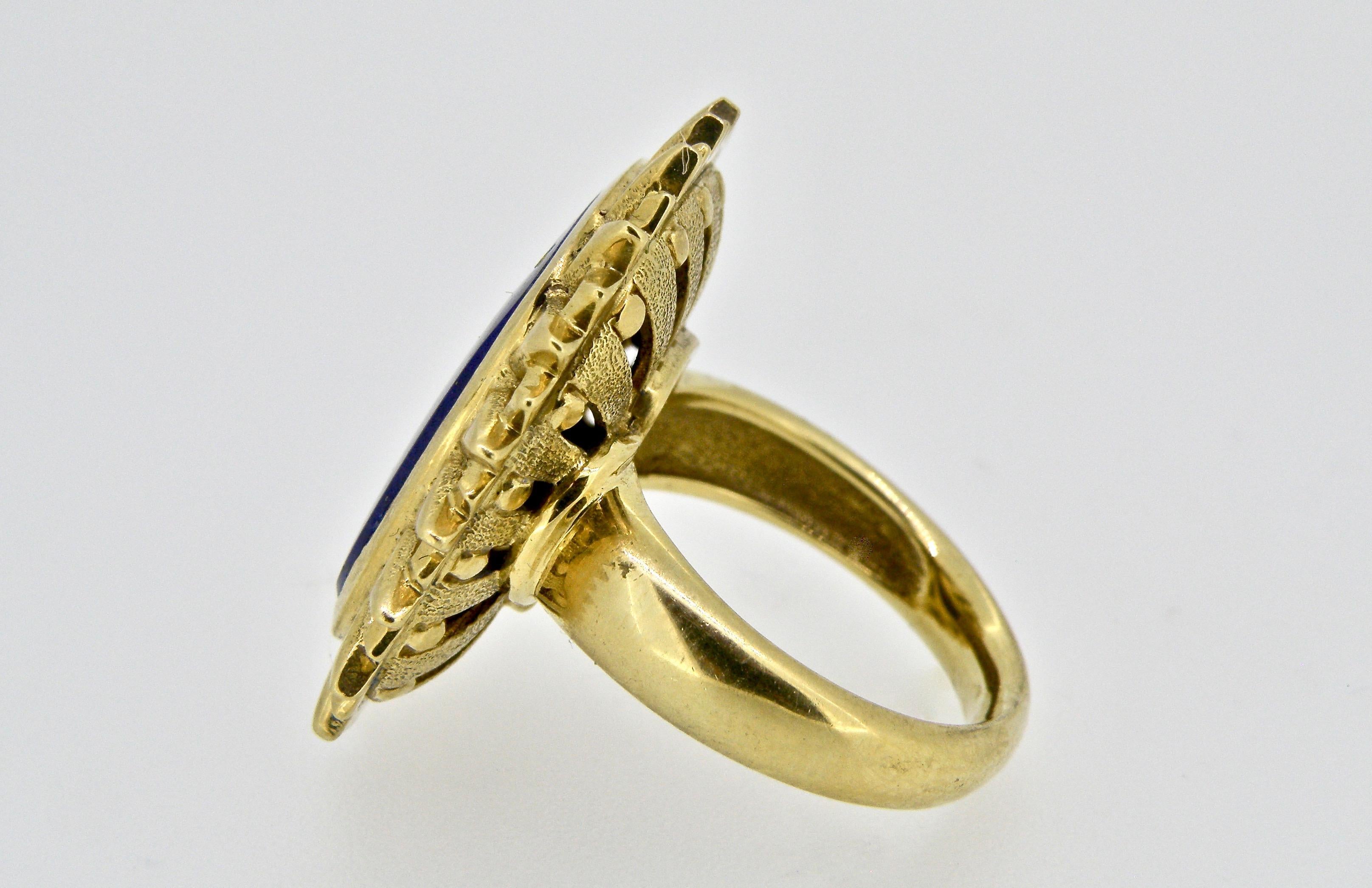 Lapis Lazuli Crown Ring In New Condition For Sale In Cohasset, MA