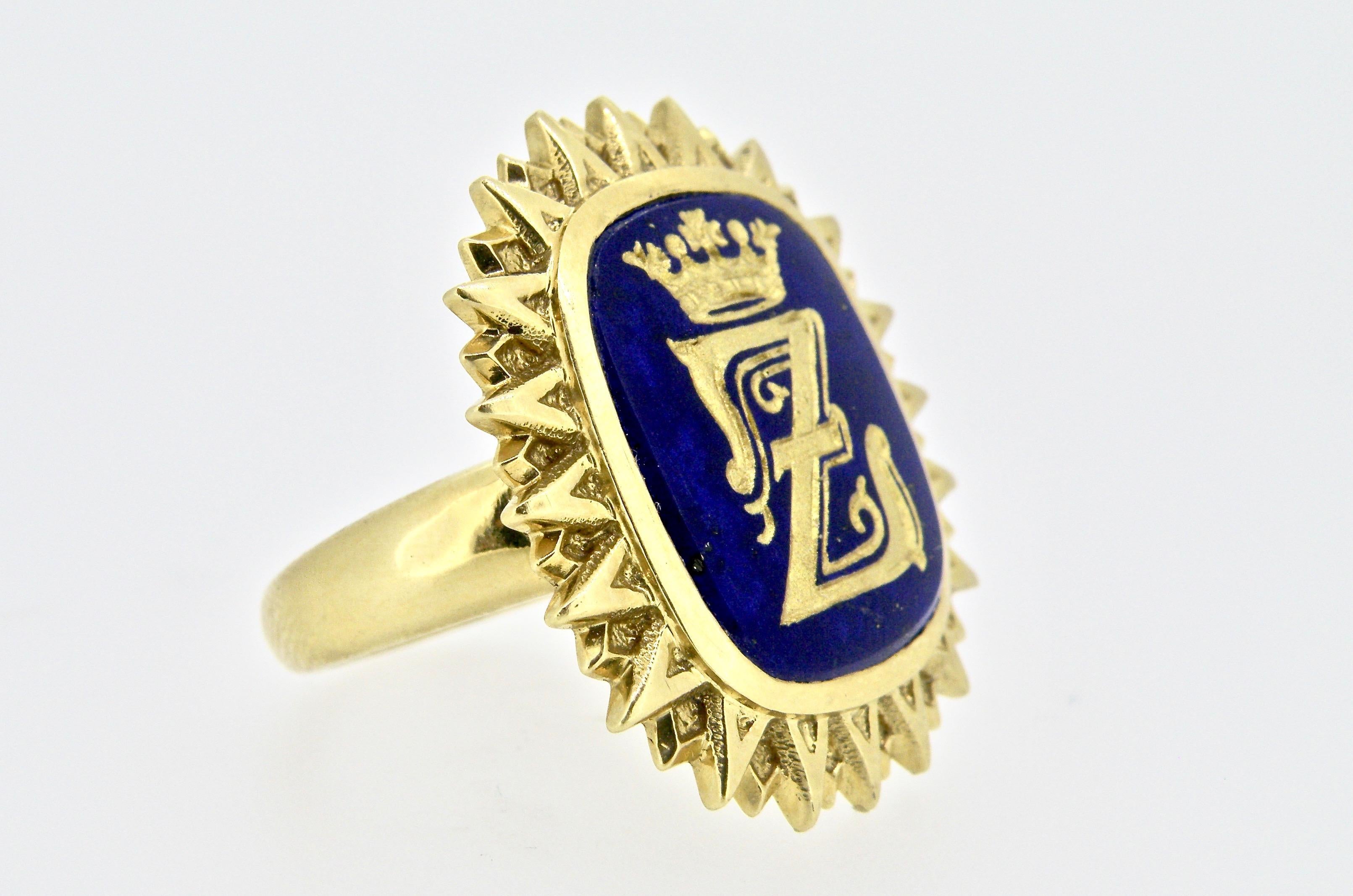 Lapis Lazuli Crown Ring In New Condition For Sale In Cohasset, MA