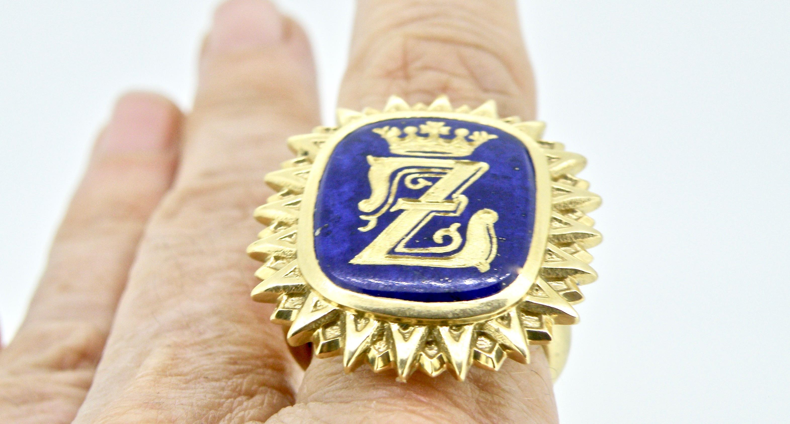 Bague couronne en lapis-lazuli en vente 3