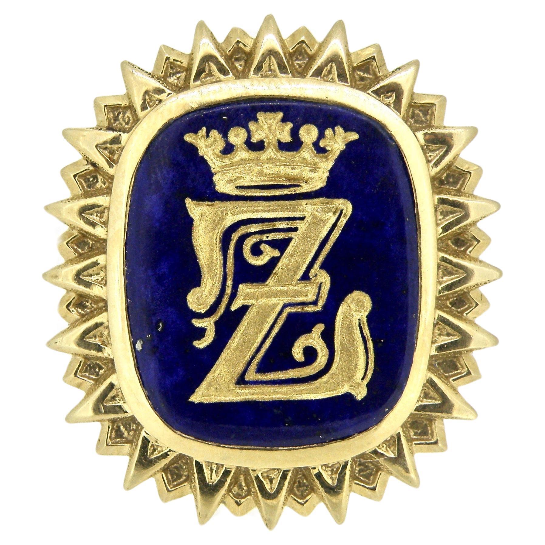 Bague couronne en lapis-lazuli en vente