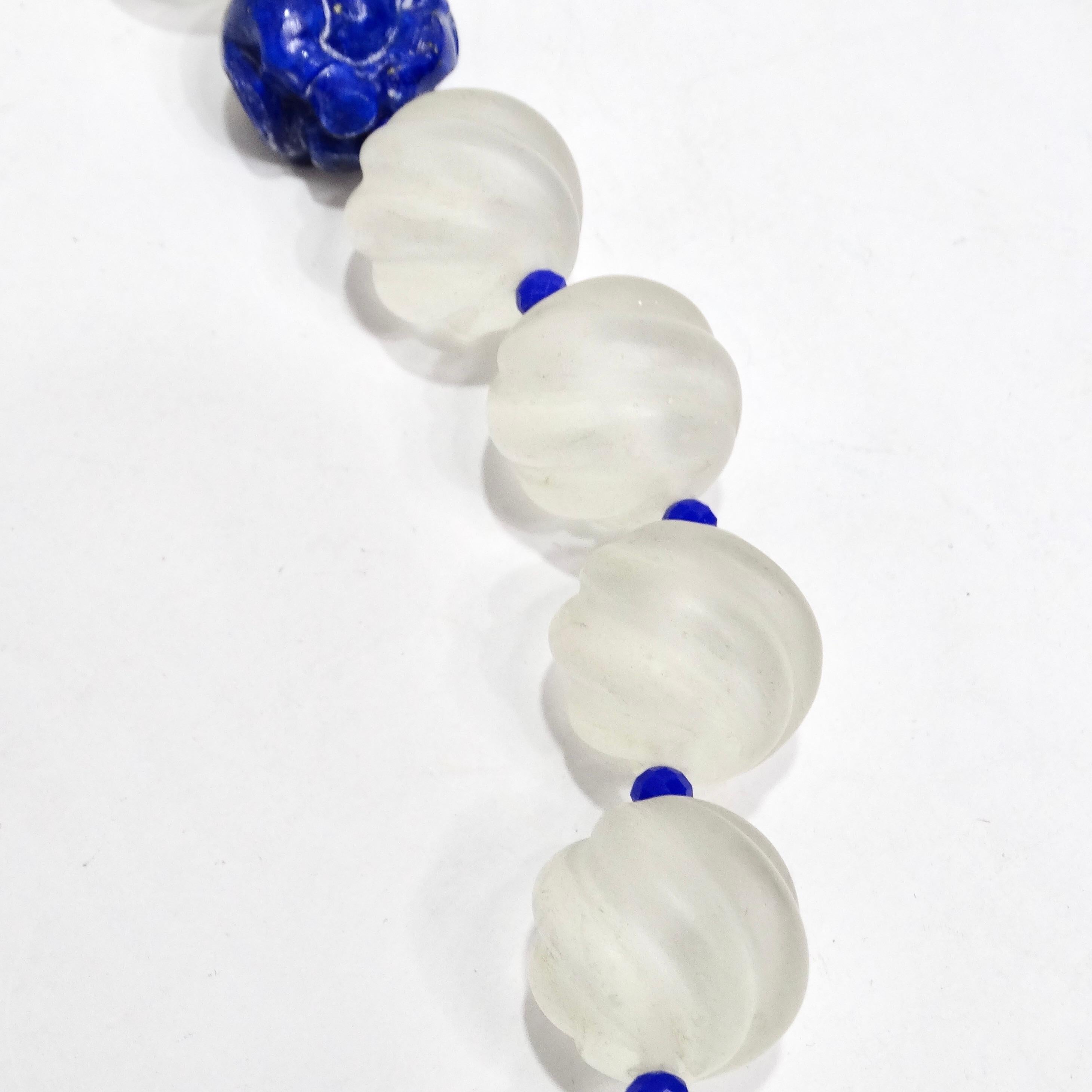Women's or Men's Lapis Lazuli Crystal 14K Gold Beaded Necklace