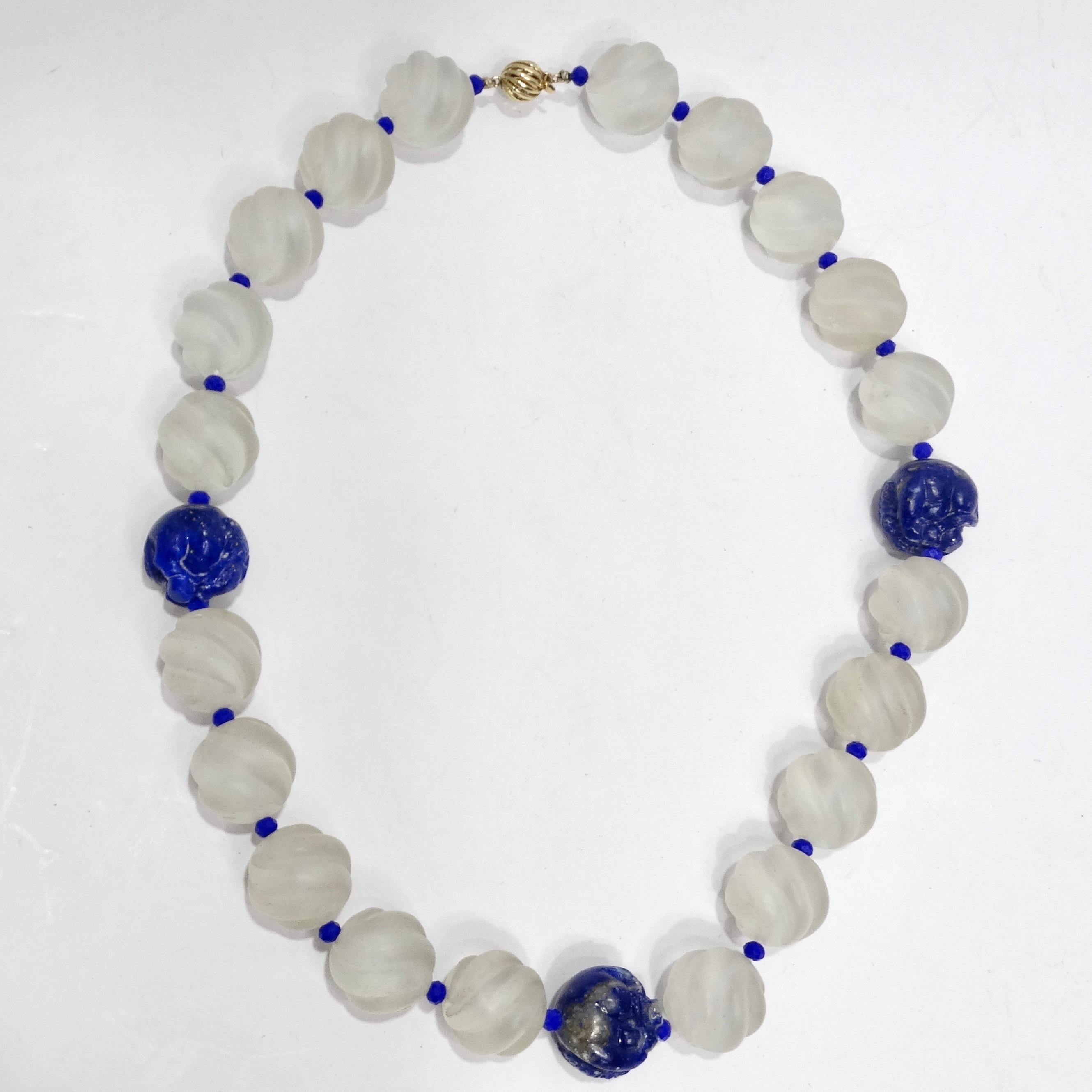 Lapis Lazuli Crystal 14K Gold Beaded Necklace 1