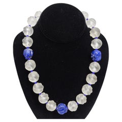Used Lapis Lazuli Crystal 14K Gold Beaded Necklace