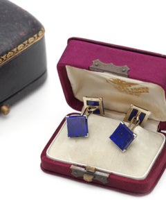 Lapis lazuli cufflinks in 18k white gold, Modernist cufflinks, men's jewelry