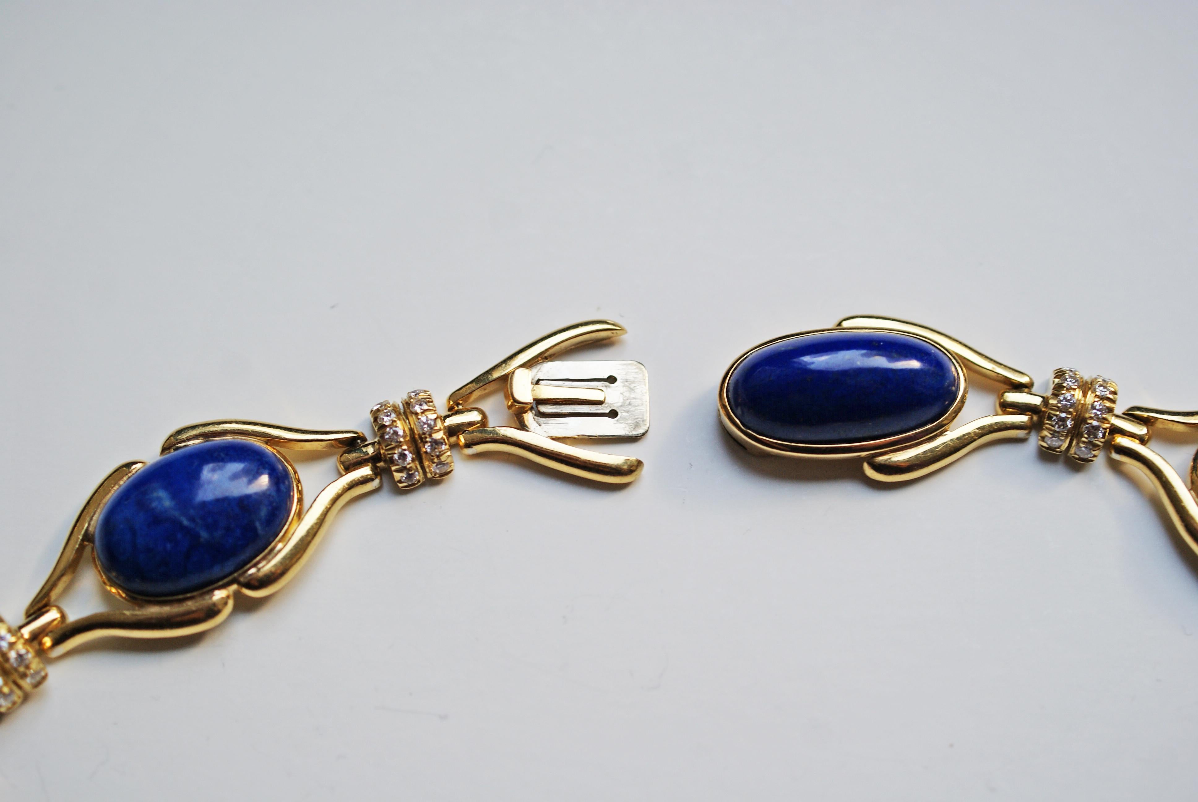 Lapis Lazuli Diamond and 18 Karat Gold Drop Necklace In Excellent Condition In New York, NY