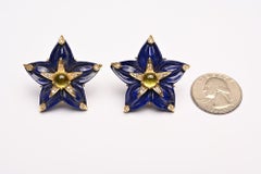 Lapis Lazuli Diamond and Peridot Star Earrings