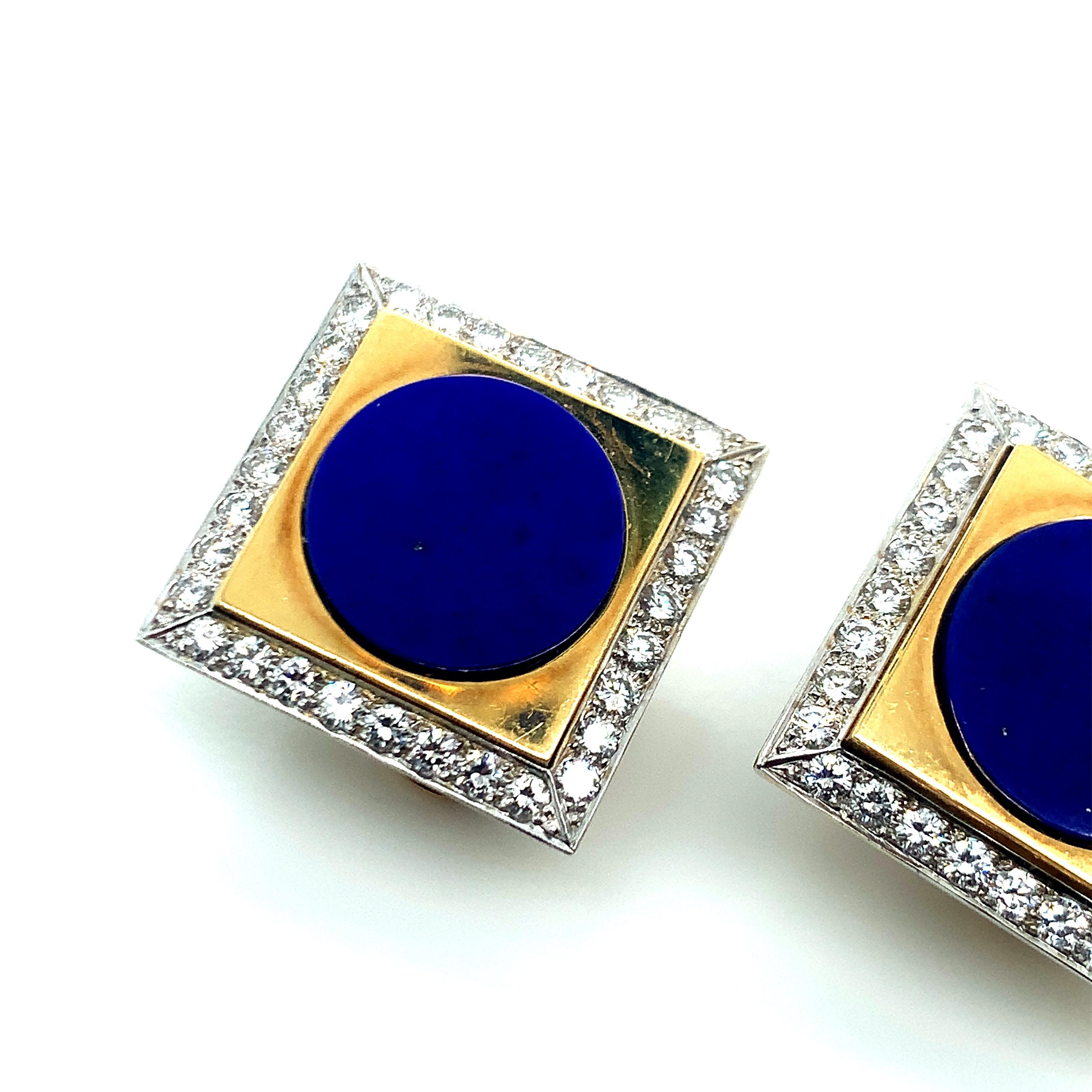 Women's Lapis Lazuli Diamond Ear Clips For Sale