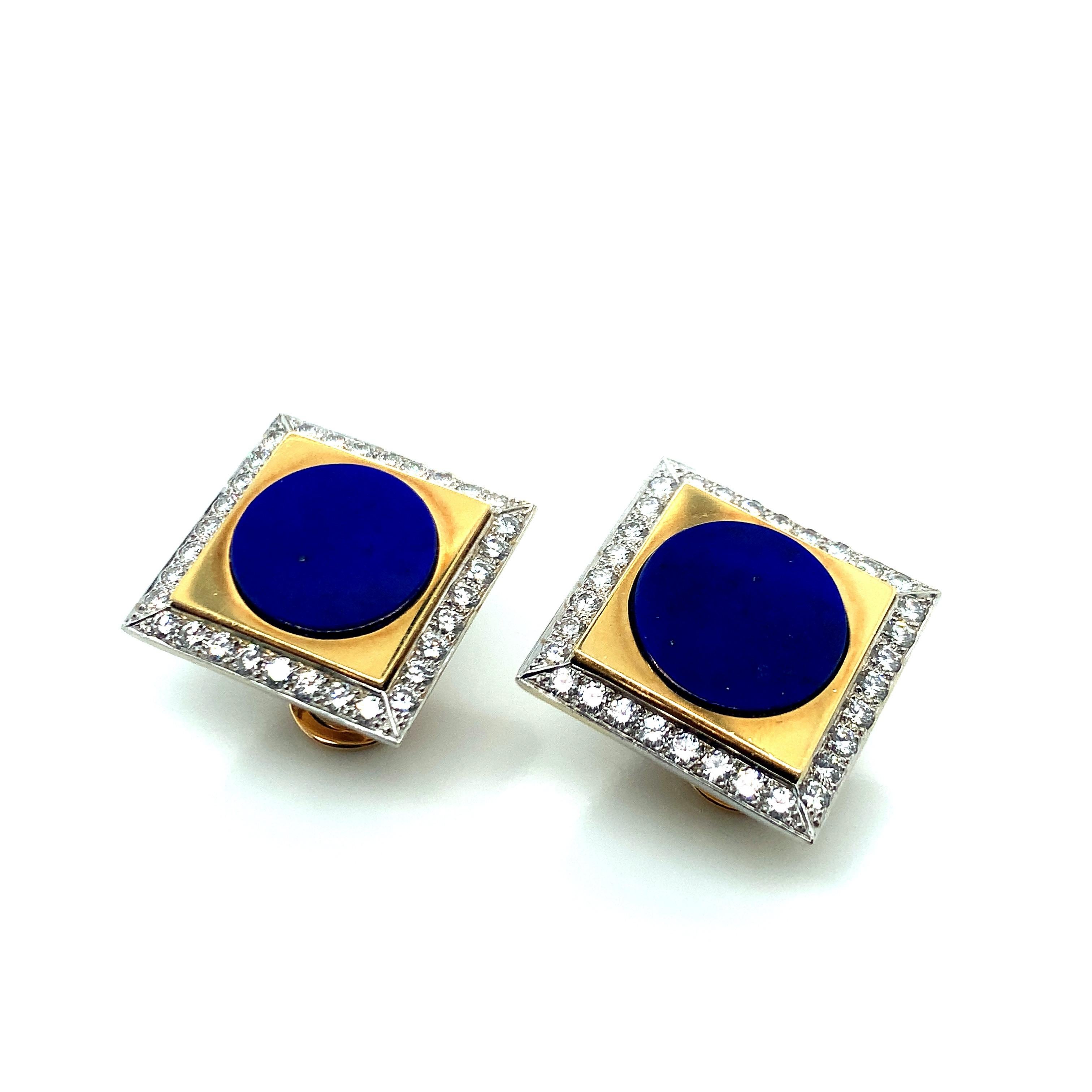 Lapis Lazuli Diamond Ear Clips For Sale 1