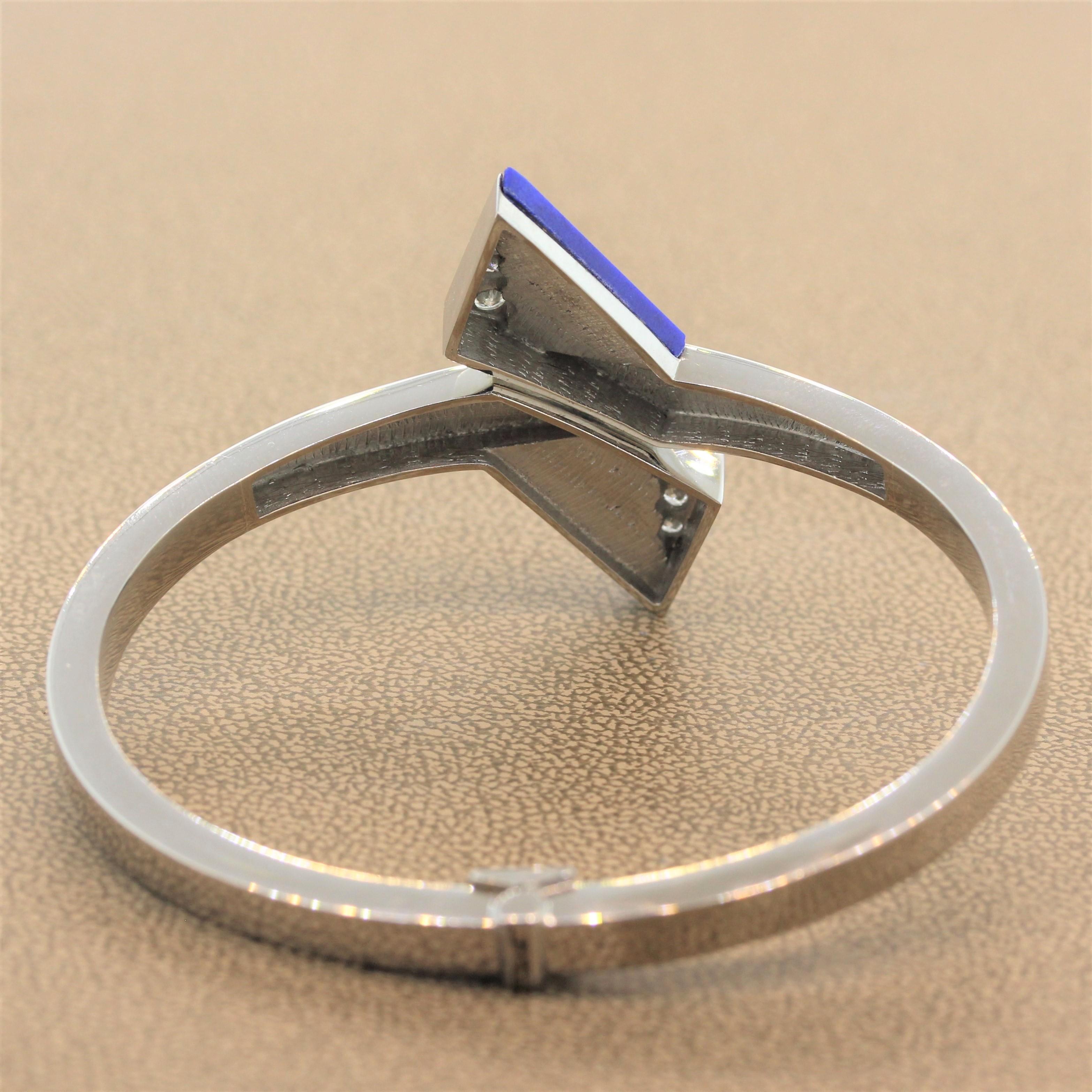 Lapis Lazuli Diamond Gold Cuff Bracelet 1
