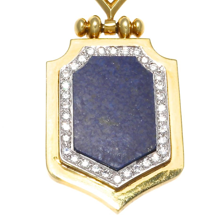 Lapis Lazuli Diamond Gold Necklace In Excellent Condition In Beverly Hills, CA