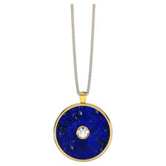 Lapis Lazuli Diamond Necklace 18k Yellow Gold 