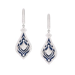 Lapis Lazuli Diamond Pendant Earrings