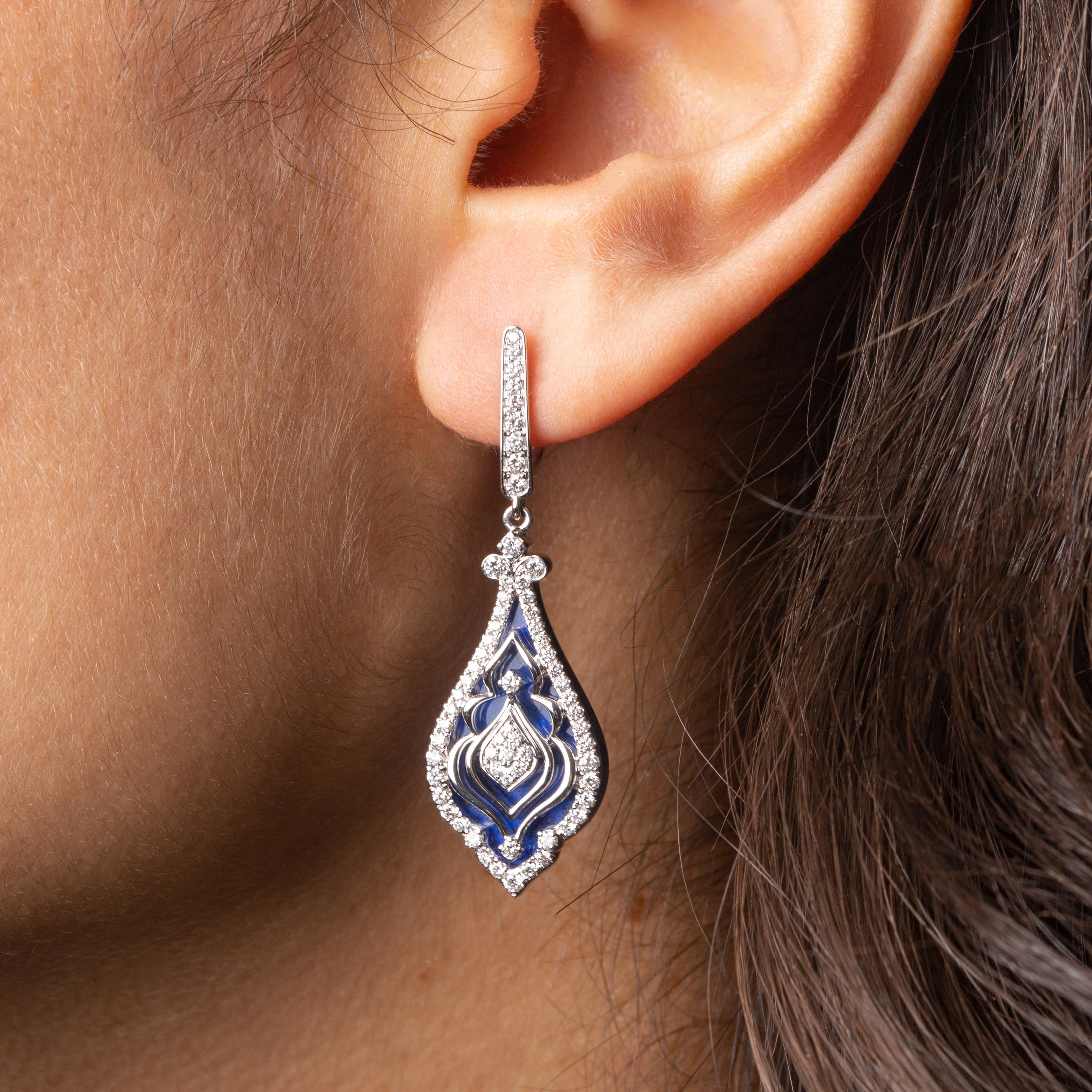 Women's Lapis Lazuli Diamond Pendant Earrings For Sale