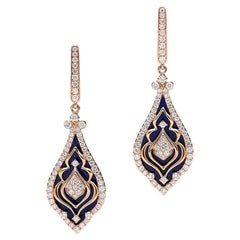 Lapis Lazuli Diamond Pendant Earrings
