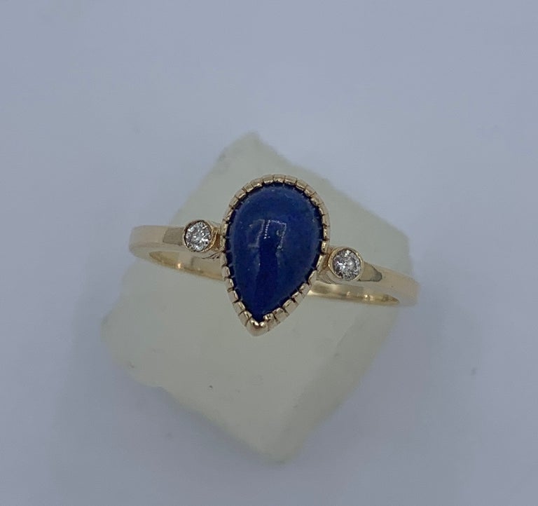 14 Karat Gold Plated Pear Shaped Lapis Ring main image 1