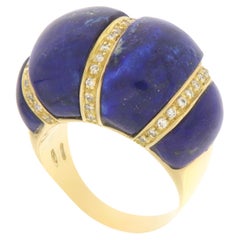 Lapis Lazuli Diamonds 18 Karat Yellow Gold Cocktail Ring