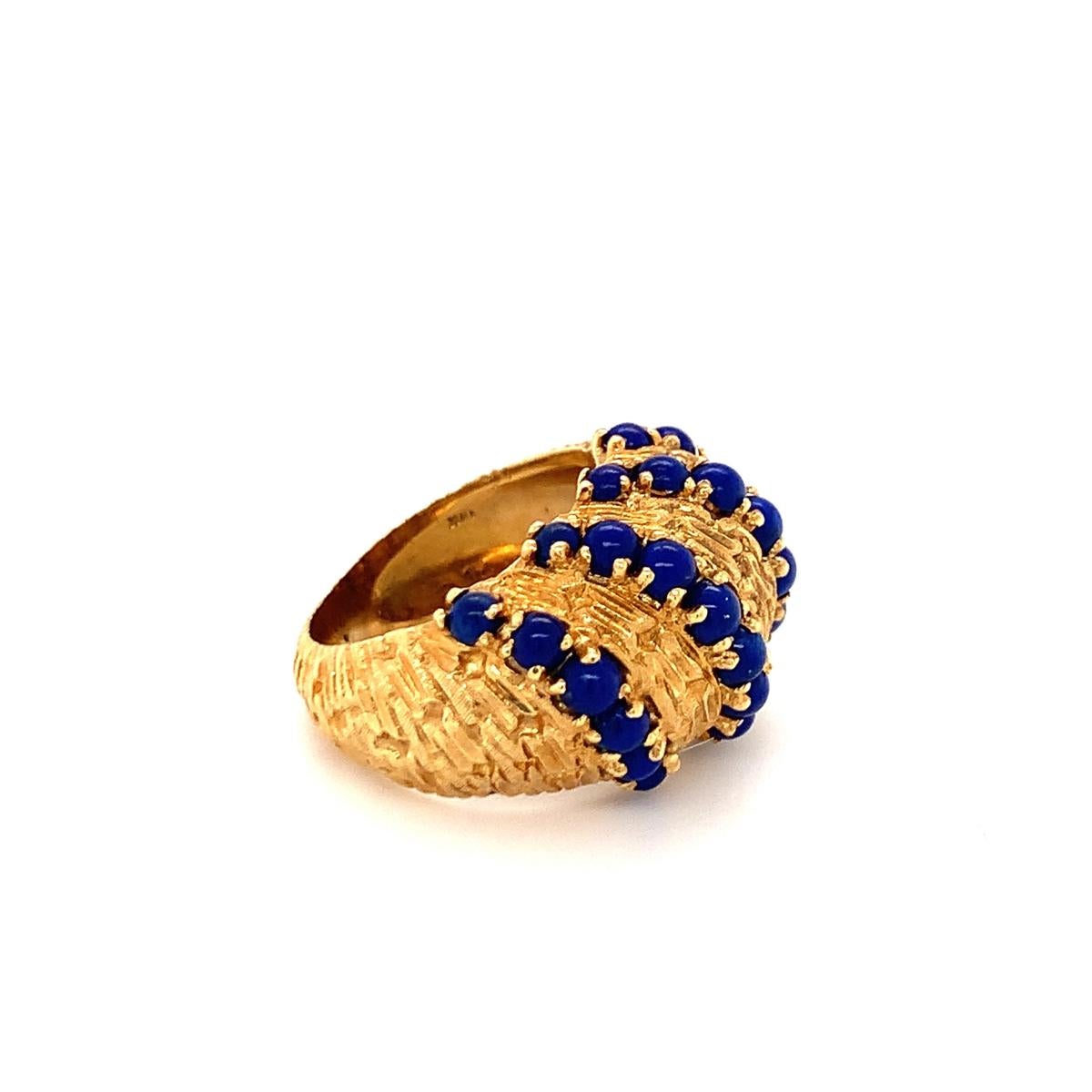 Lapis Lazuli Dome 18K Yellow Gold Ring, circa 1970s In Good Condition For Sale In Beverly Hills, CA