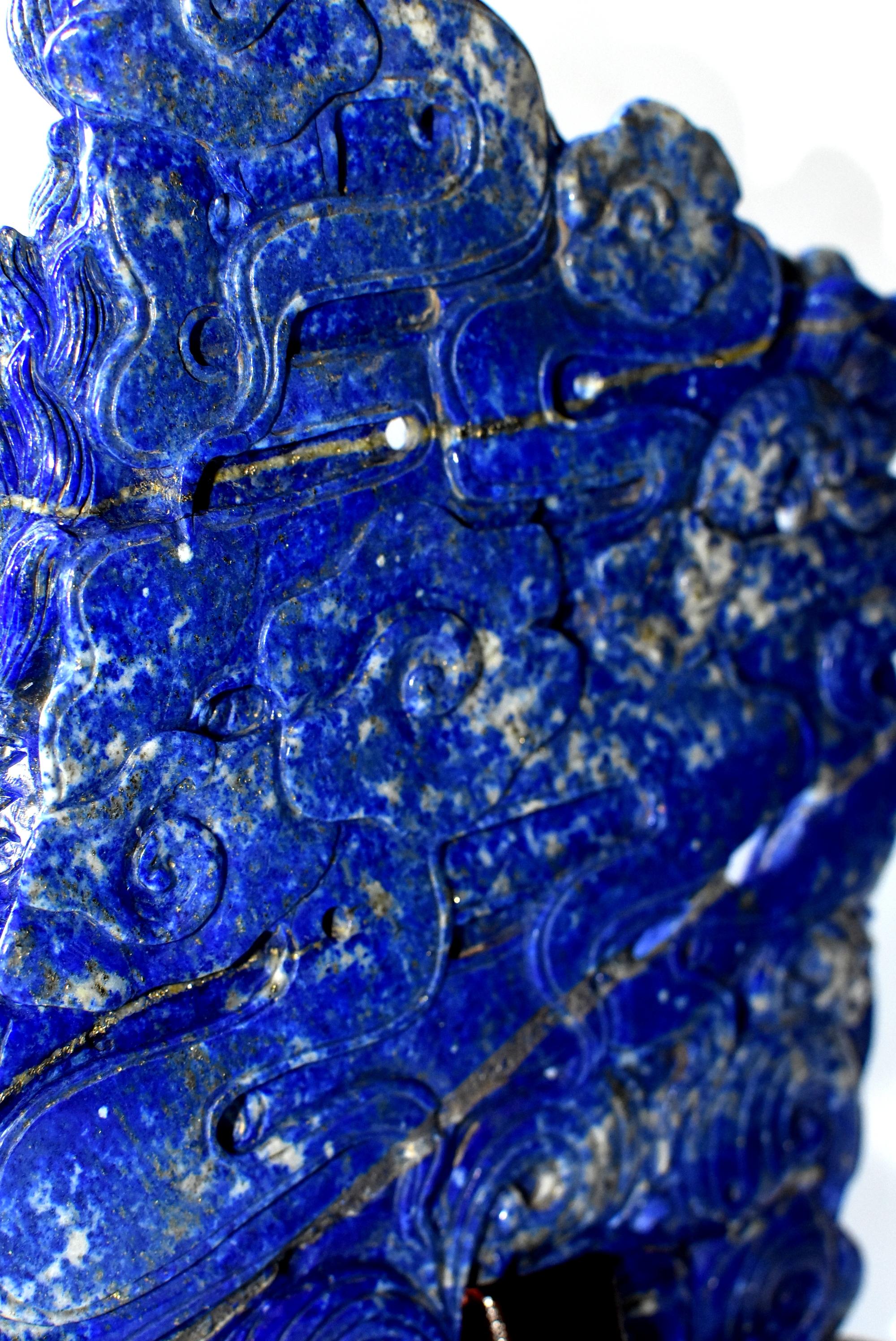 Lapis Lazuli Dragons Statue, 4.6 Lb, Finest Grade 6