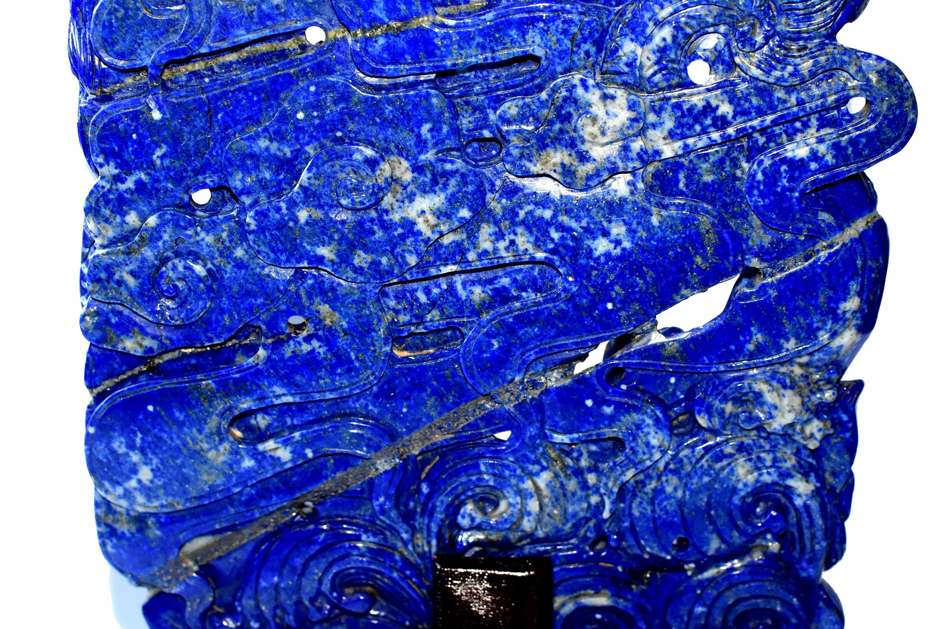 Lapis Lazuli Dragons Statue, 4.6 Lb, Finest Grade 14
