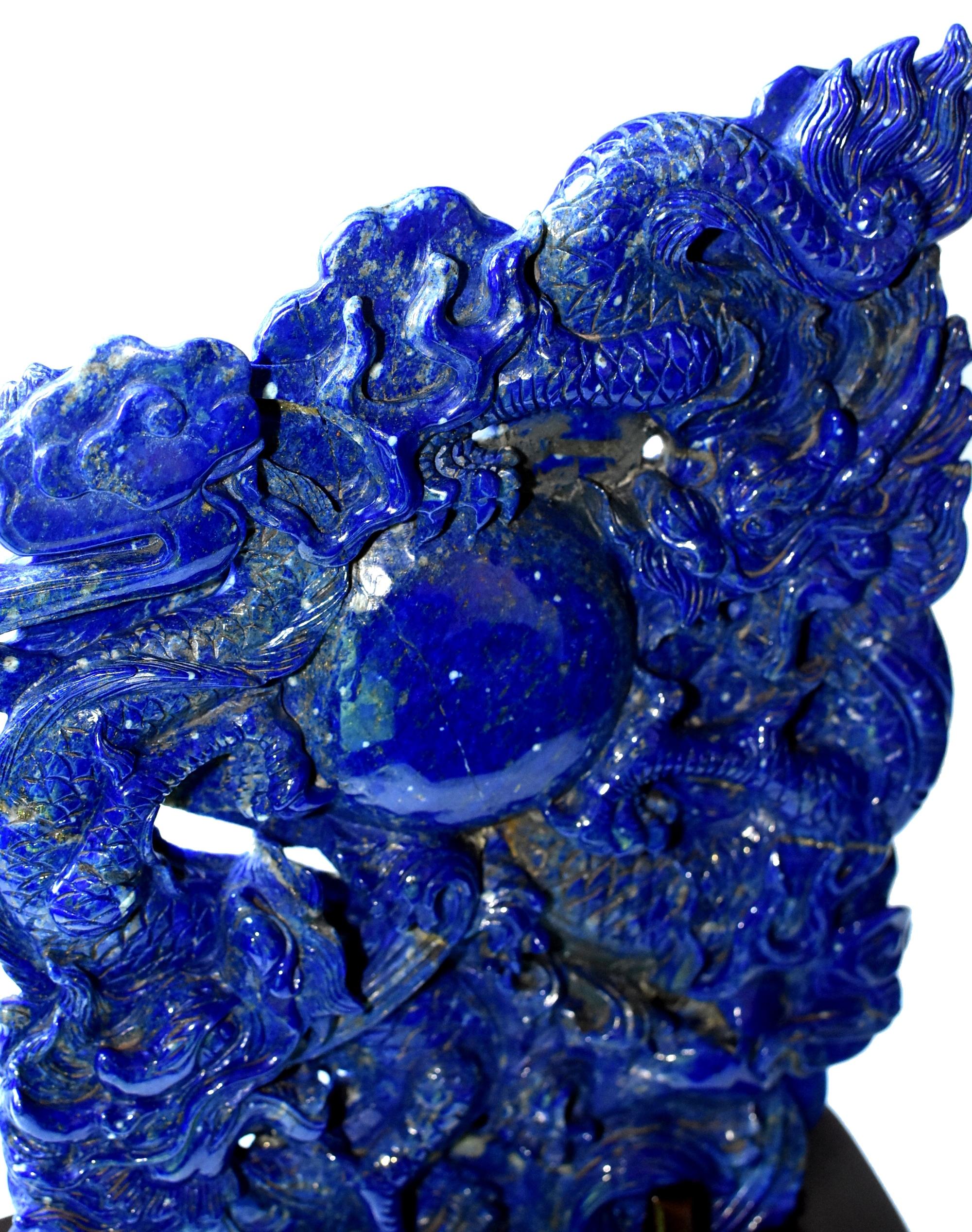 Lapis Lazuli Dragons Statue, 4.6 Lb, Finest Grade 1