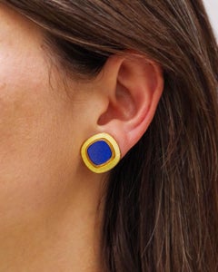 Lapis Lazuli earclips in 18 karat gold