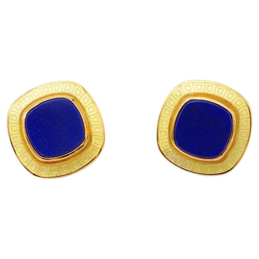 Lapislazuli-Ohrclips aus 18-Karat-Gold