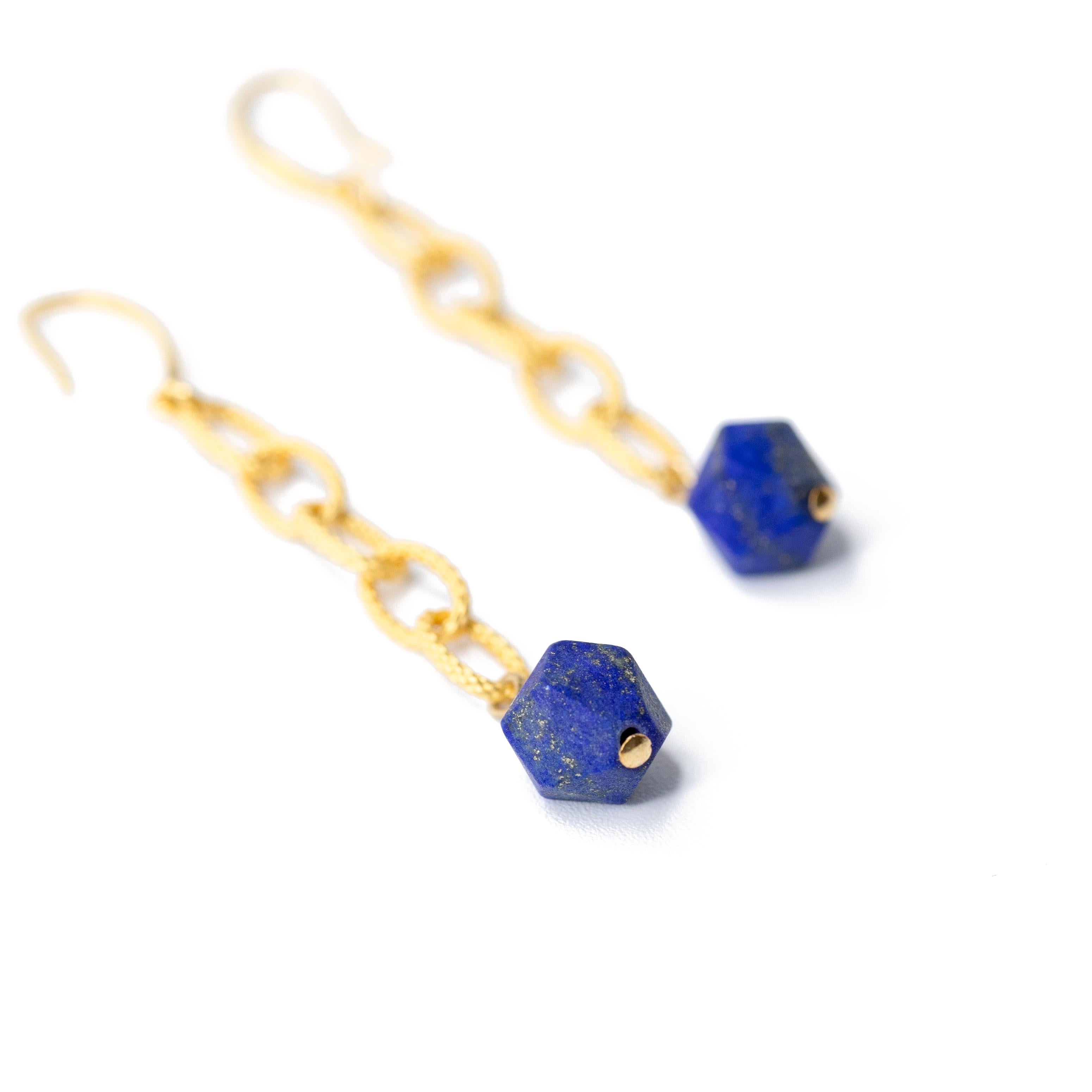 Artisan Lapis Lazuli Earring - Blue Madrid Earrings by Bombyx House For Sale