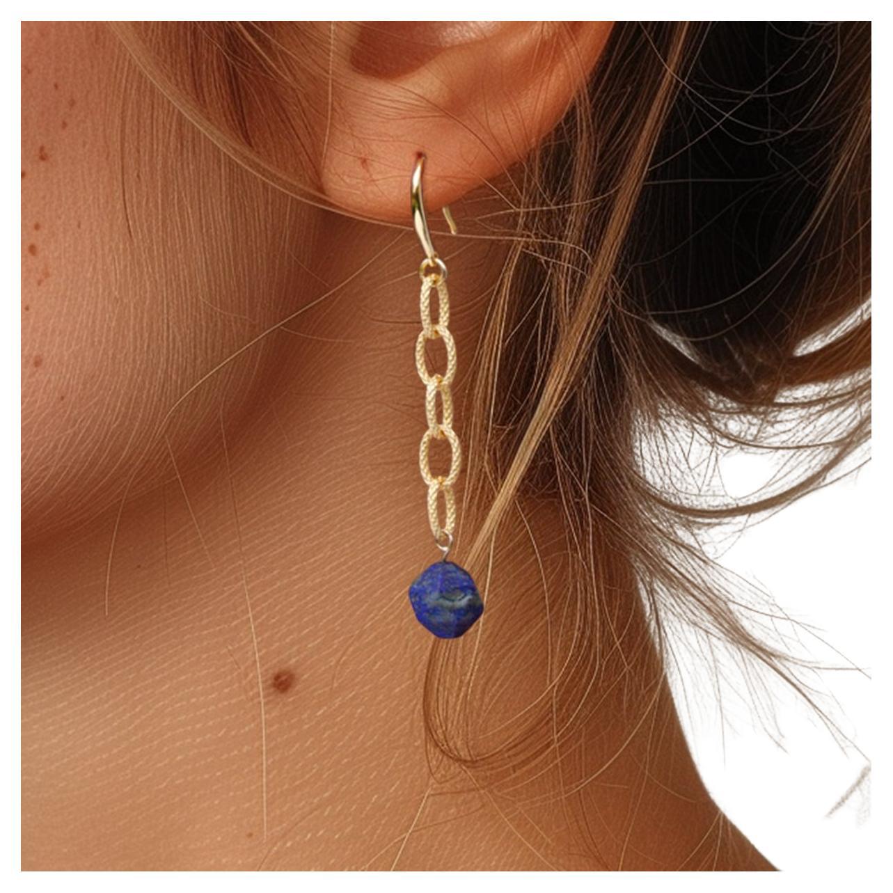 Boucles d'oreilles Madrid en lapis-lazuli bleu - par Bombyx House en vente