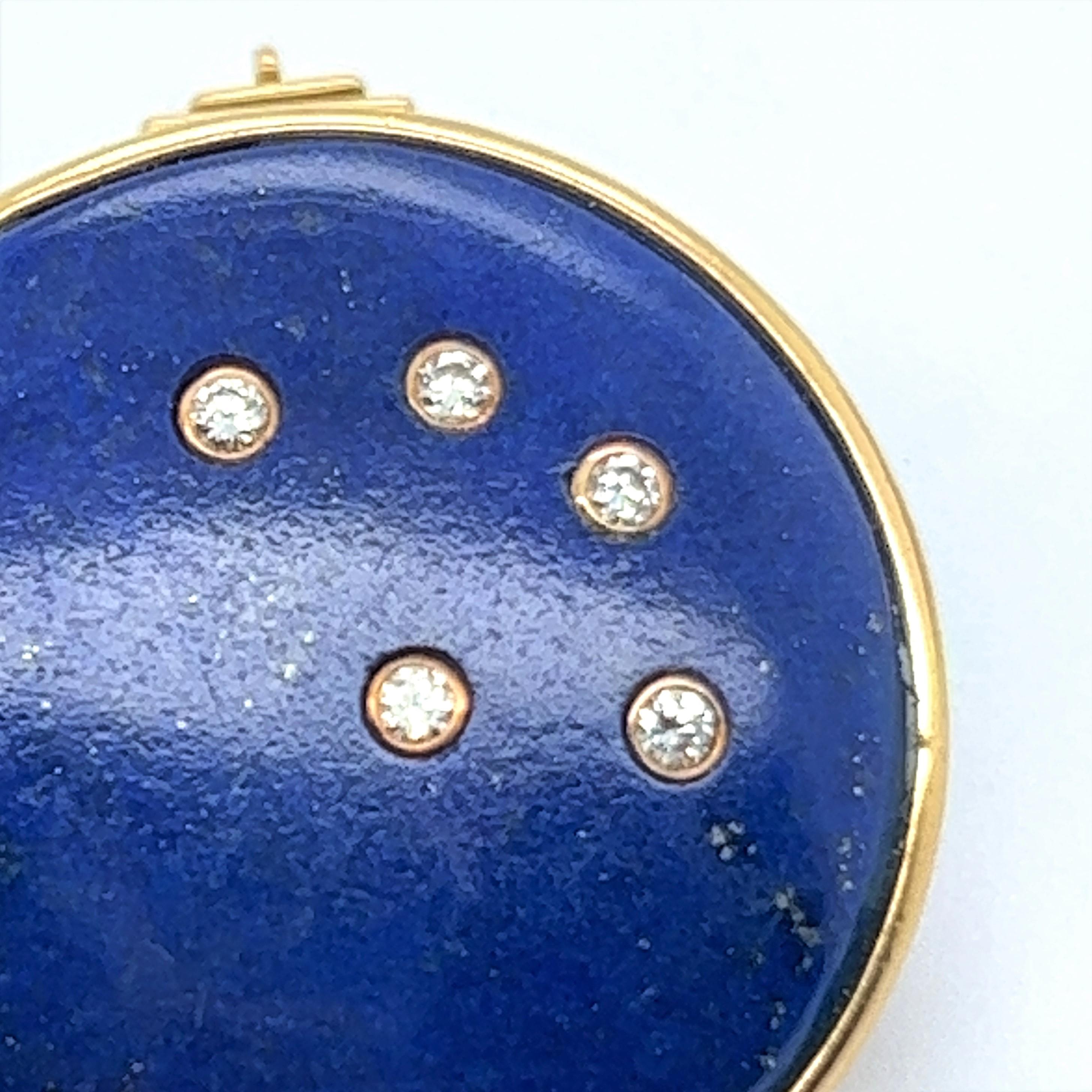 Lapis Lazuli Earrings with Diamonds in 18 Karat Yellow Gold 2