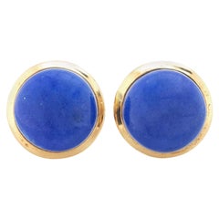 Lapis Lazuli Earrings with High Polished 14 Karat Yellow Gold Bezels