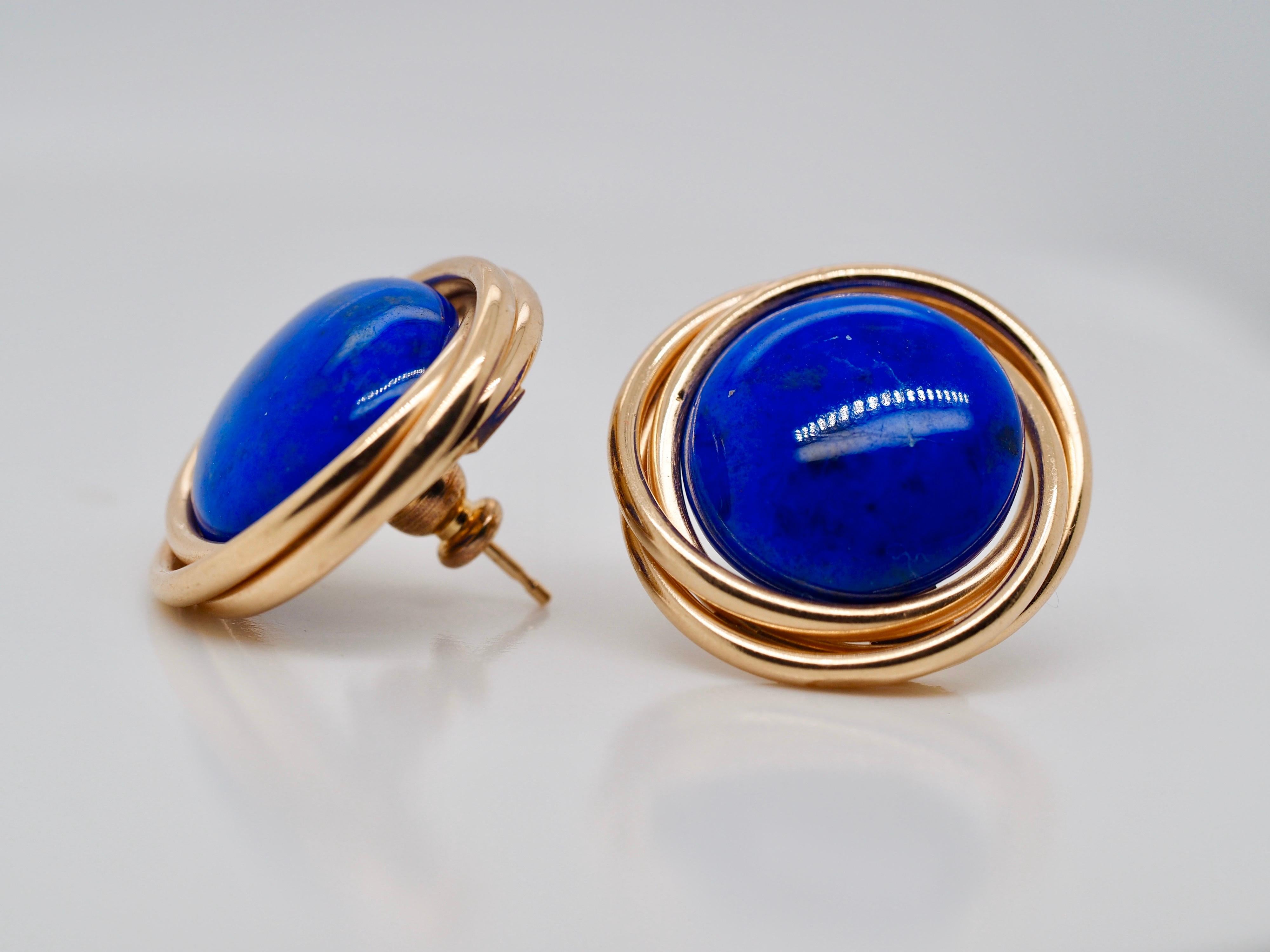 Lapis Lazuli Earrings with Removable 14 Karat Yellow Gold Jackets 1