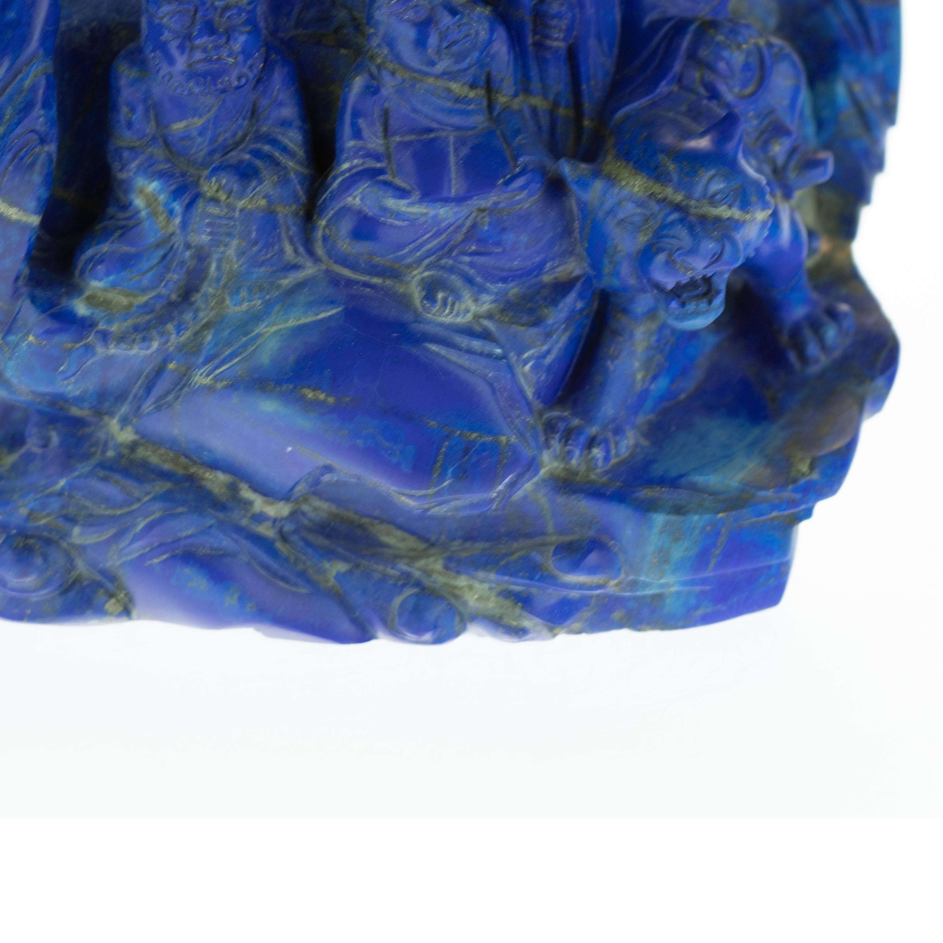 Lapis Lazuli Eighteen Wise Men Figurine Carved Handmade Artisan Statue Sculpture For Sale 3