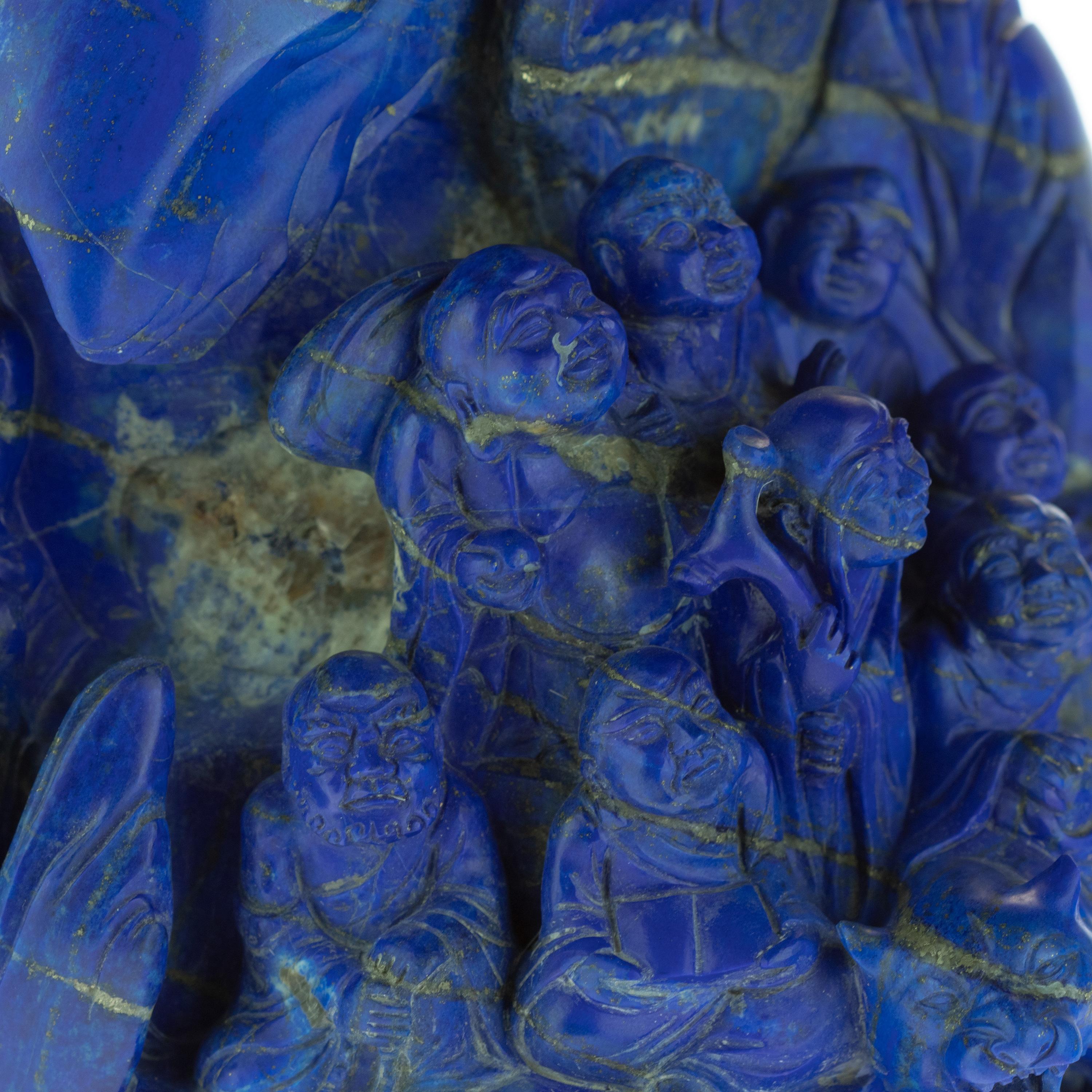 Lapis Lazuli Eighteen Wise Men Figurine Carved Handmade Artisan Statue Sculpture For Sale 4