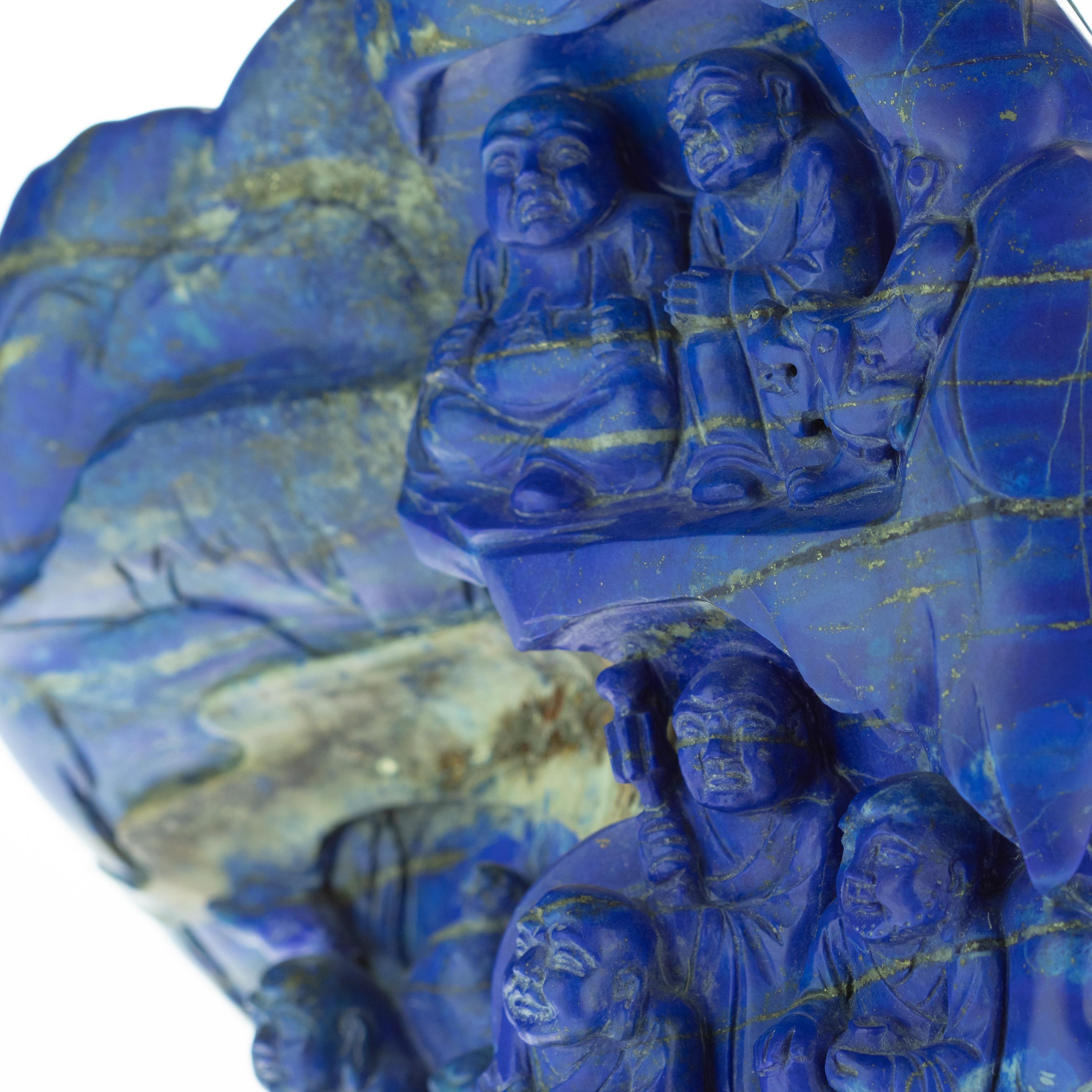Lapis Lazuli Eighteen Wise Men Figurine Carved Handmade Artisan Statue Sculpture For Sale 5
