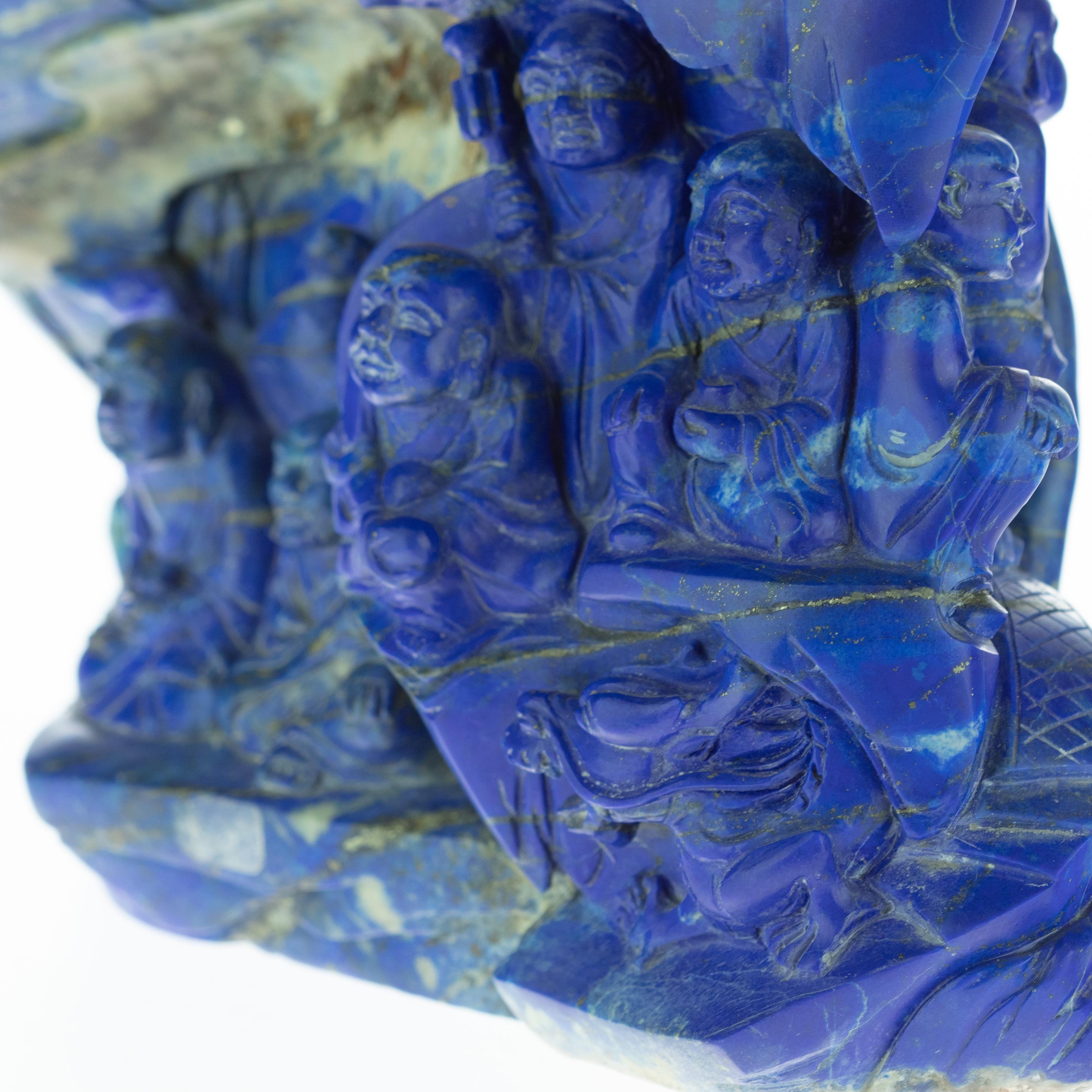 Lapis Lazuli Eighteen Wise Men Figurine Carved Handmade Artisan Statue Sculpture For Sale 6