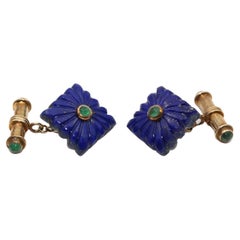 Lapis Lazuli Emerald Cufflinks, 1930