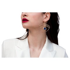 Boucles d'oreilles uniques en leur genre en lapis-lazuli, pierre bleue style oeil  par l'artiste