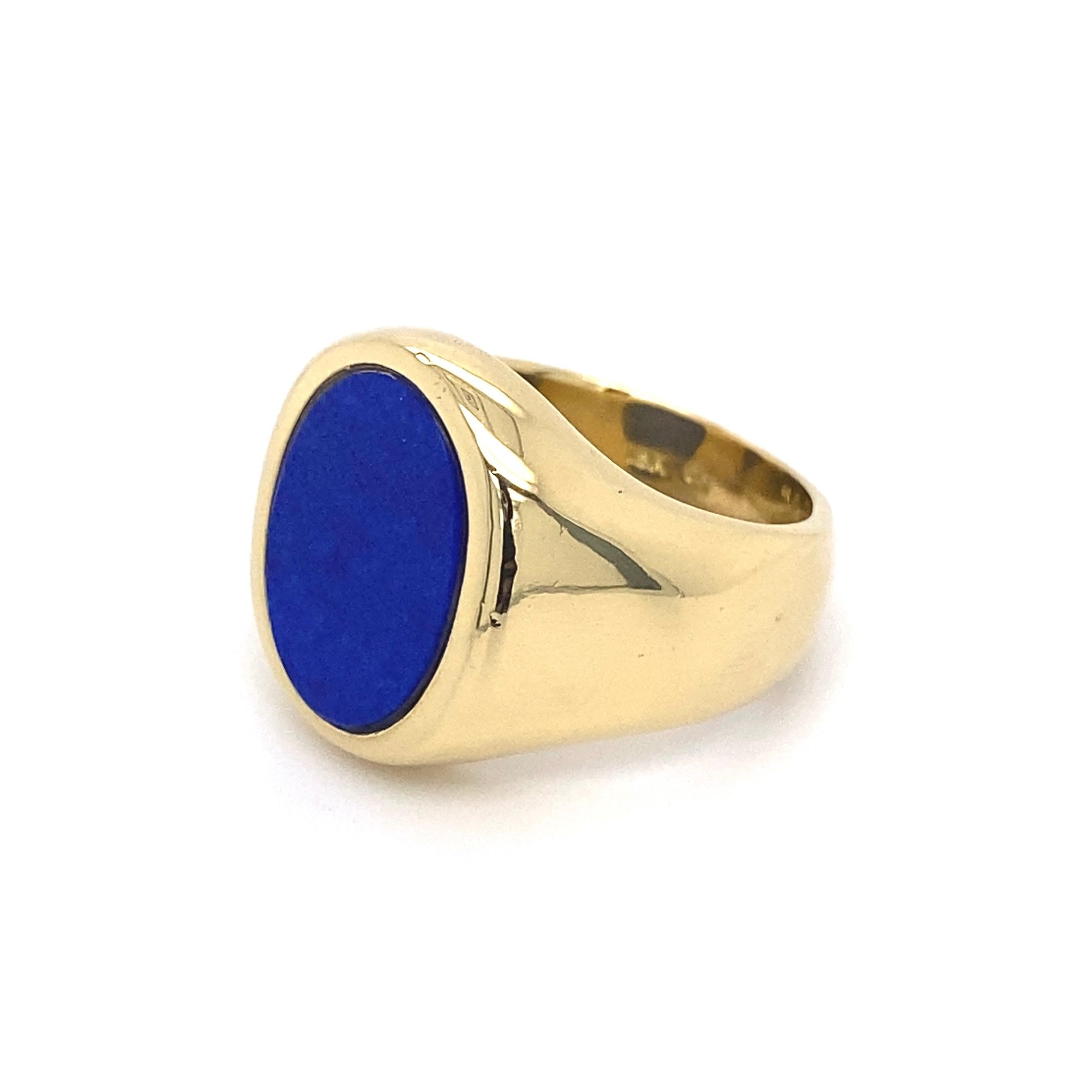 Modern Lapis Lazuli Fine Men’s Gold Ring Estate Fine Jewelry