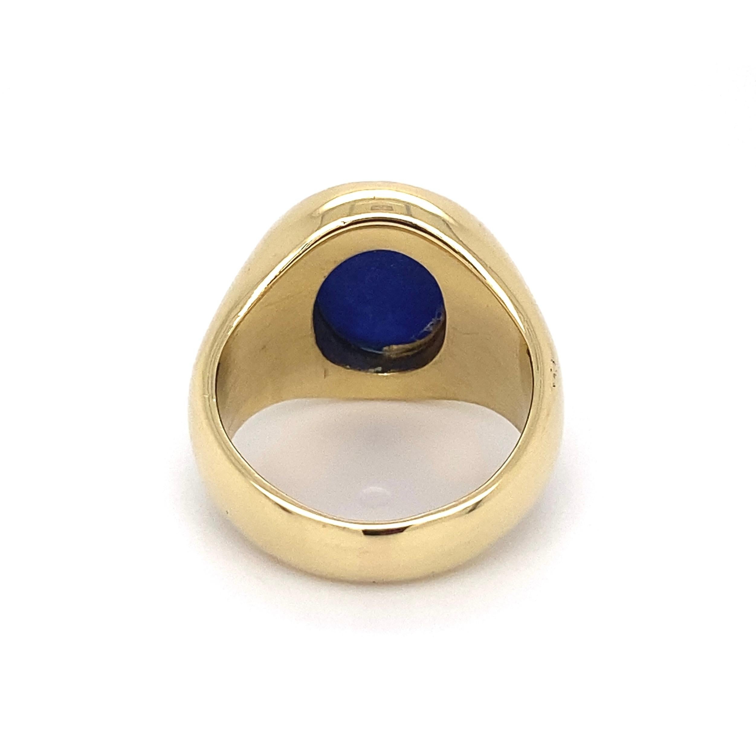 Oval Cut Lapis Lazuli Fine Men’s Gold Ring Estate Fine Jewelry