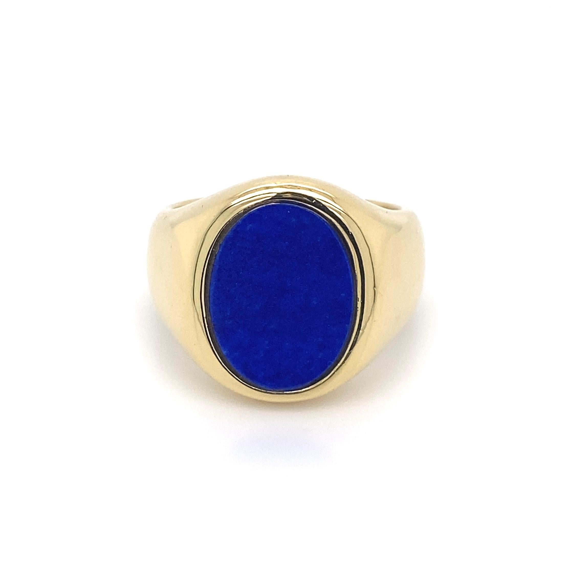 Lapis Lazuli Fine Men’s Gold Ring Estate Fine Jewelry In Excellent Condition In Montreal, QC