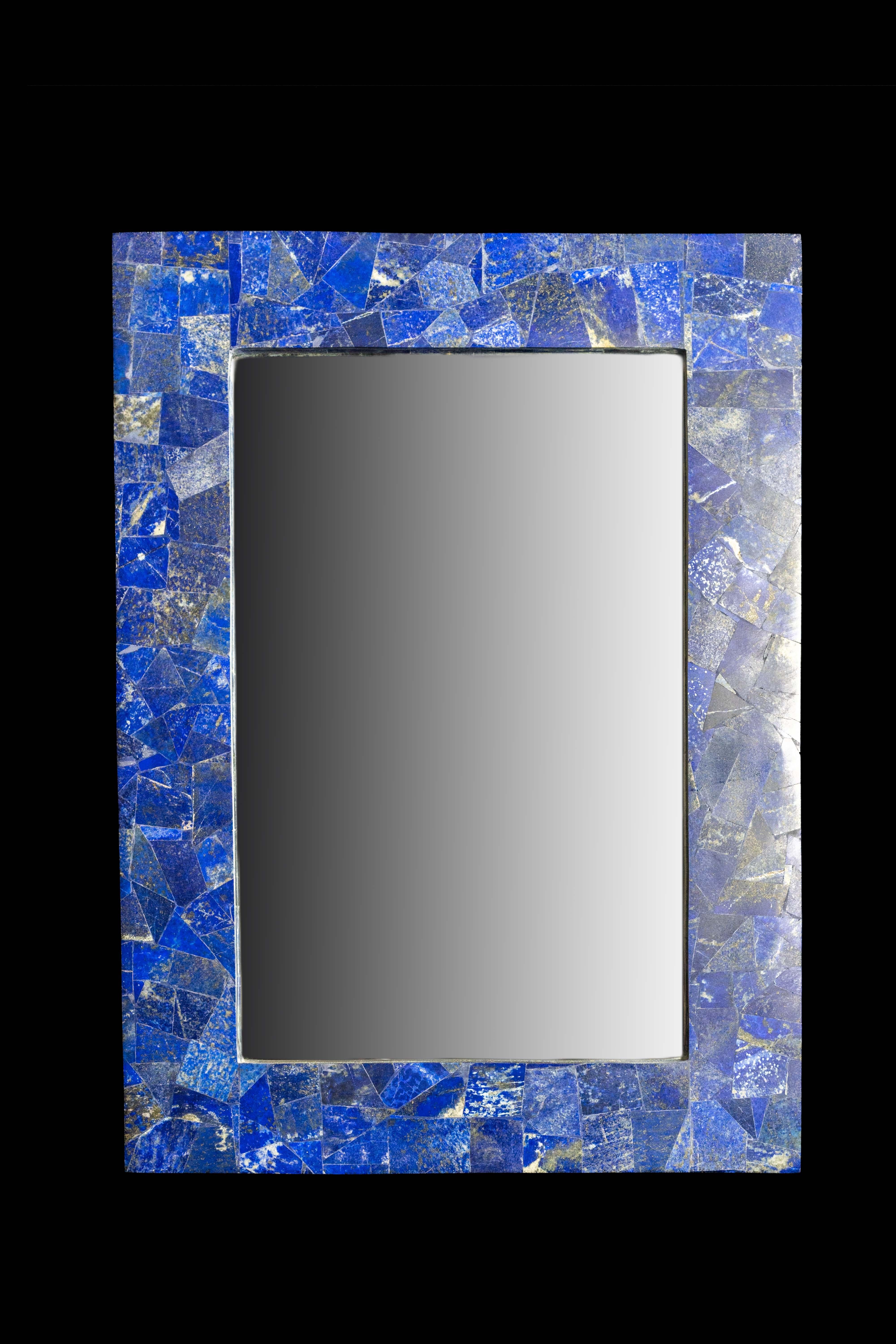 Contemporary Lapis Lazuli Framed Mirror