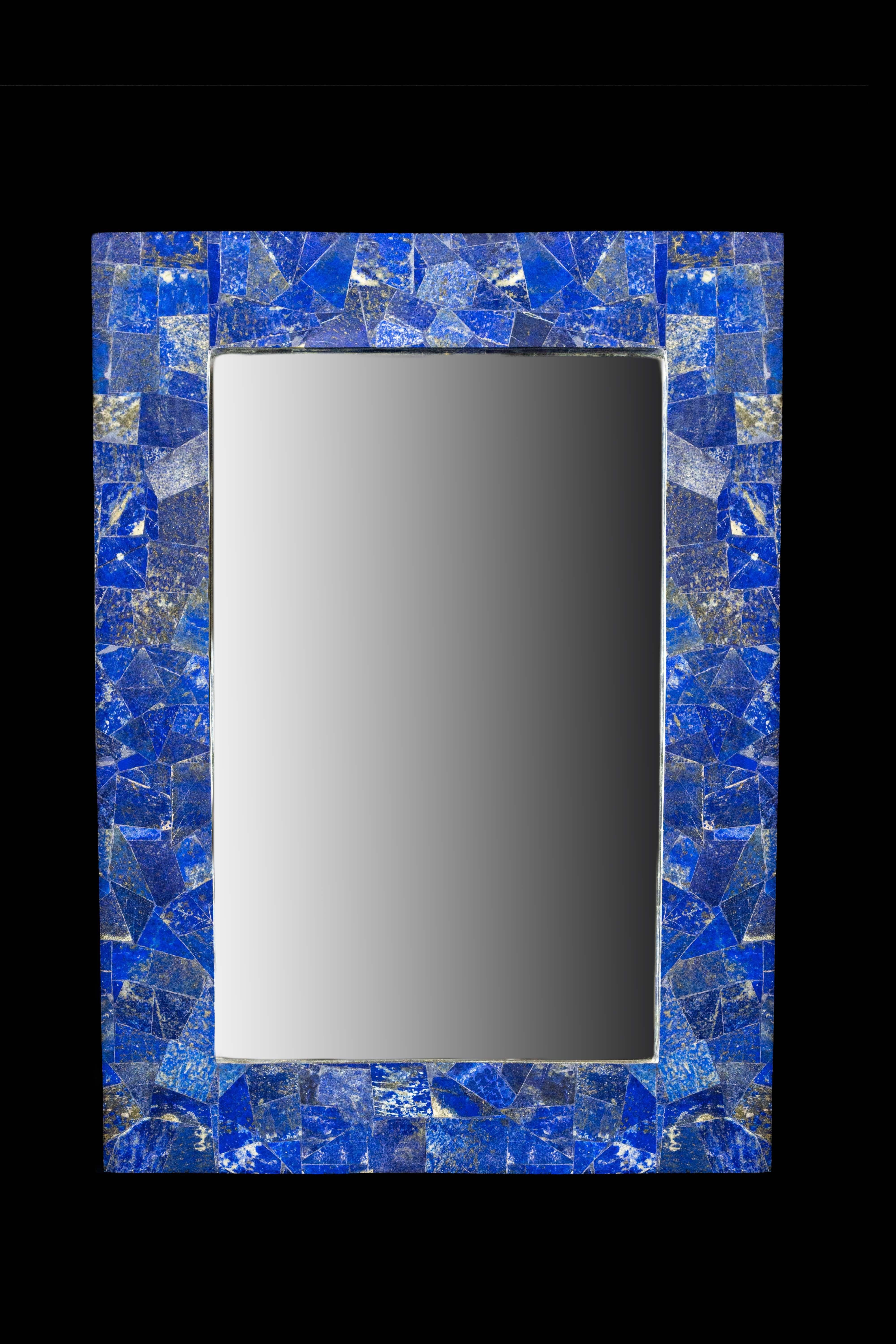 Metal Lapis Lazuli Framed Mirror