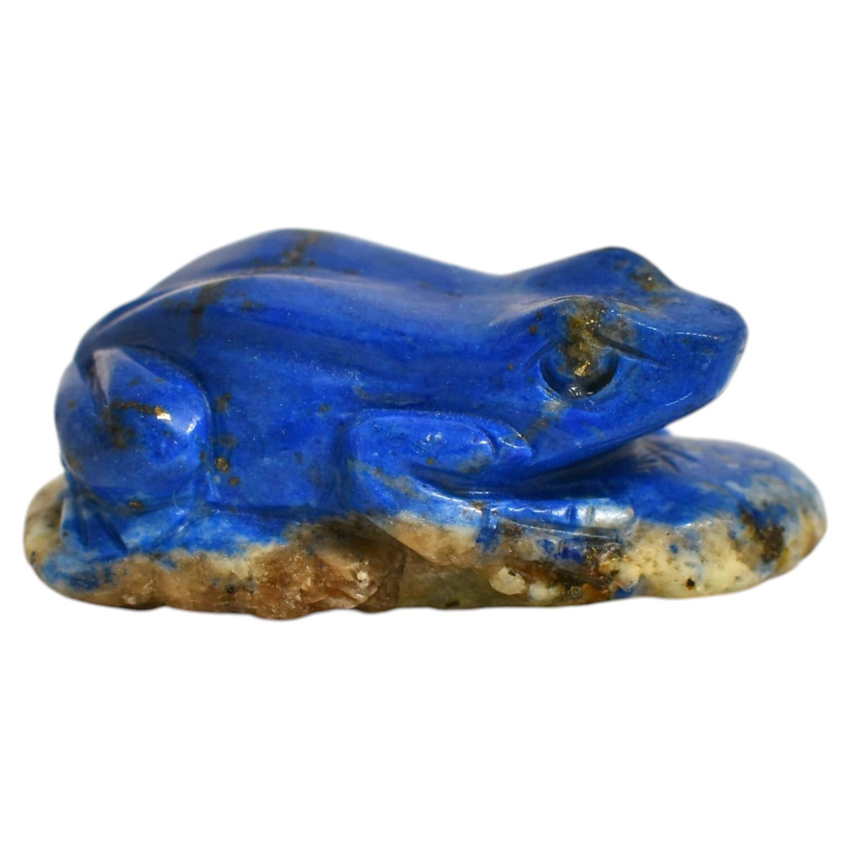 Lapis Lazuli Frog Japanese Antique Blue Gemstone Animal