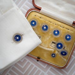 Lapis Lazuli, Frosted Rock Crystal and Diamond Dress Set, Circa 1930