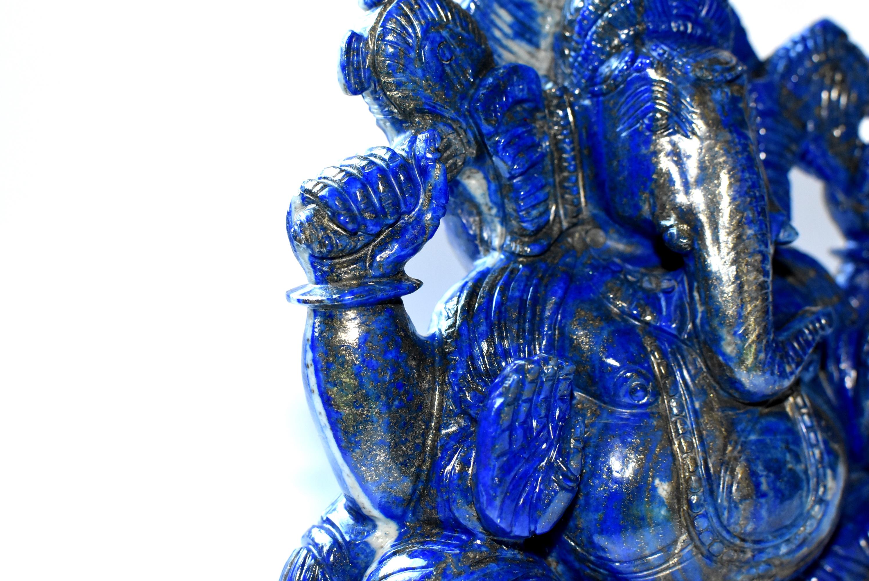 Lapis Lazuli Ganesh Statue, 5.8 Lb, 1st Grade Natural, Large 1