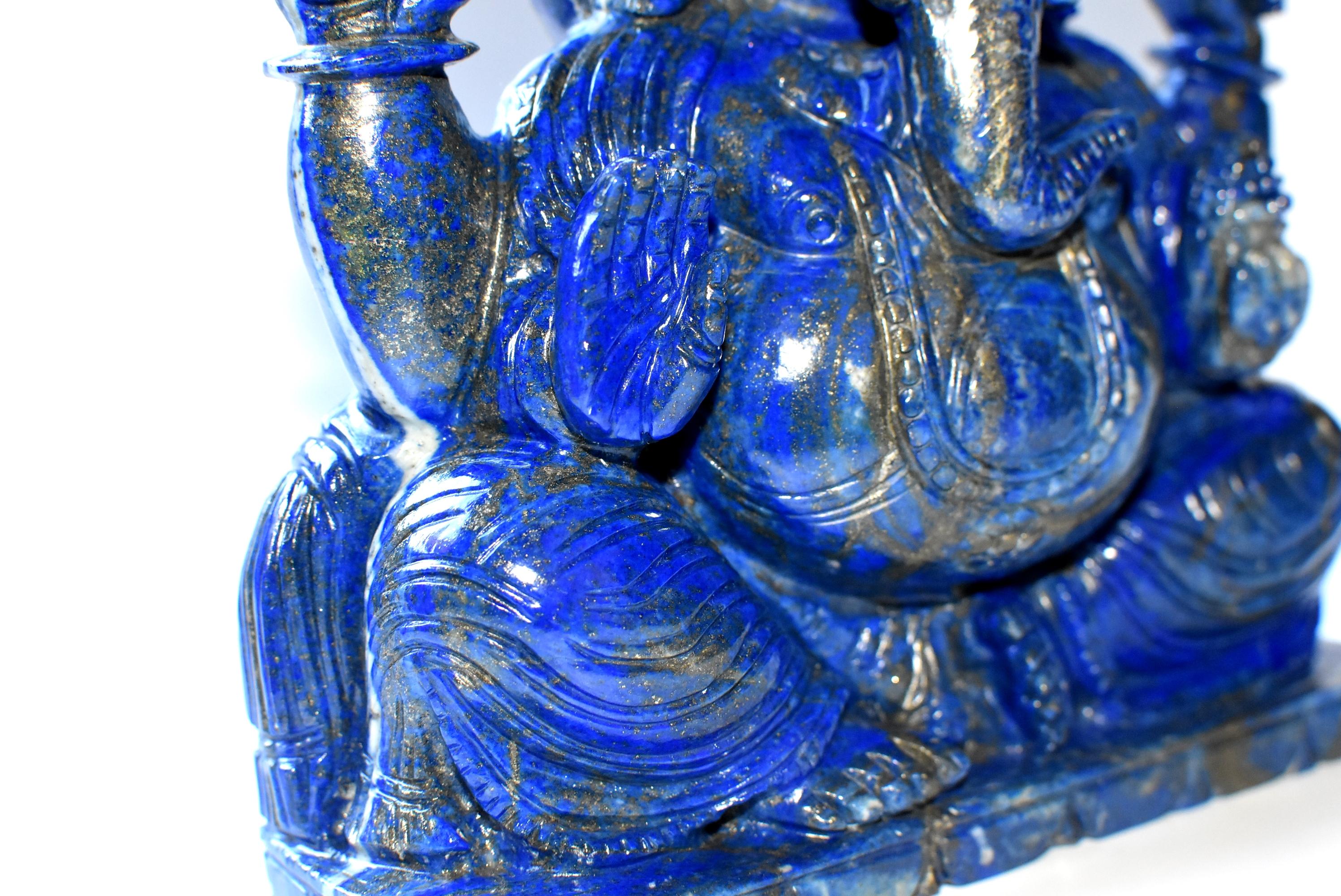 Lapis Lazuli Ganesh Statue, 5.8 Lb, 1st Grade Natural, Large 2